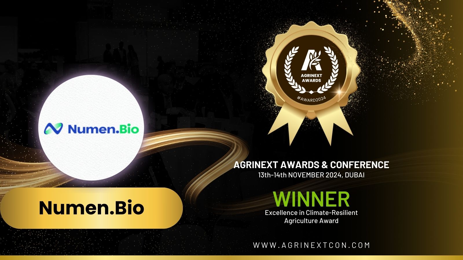 Numen.bio Wins Excellence in Agriculture - Climate-Resilient Agriculture Award at AgriNext Awards Dubai 2024