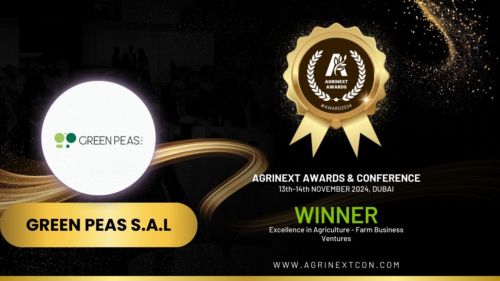 Green Peas S.A.L Honoured with Excellence in Agriculture - Farm Business Ventures Award at AgriNext 2024